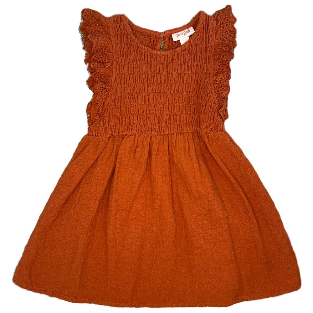 Girl's Ruffled Sleeve Smocked Dress